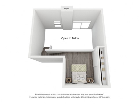 Floor plan for studio, 1 bath, 675 sqft